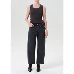 Agolde Arc Jean Wide Leg Crop Jeans Symbolic Black Washed Out Denim Size 31 NWT